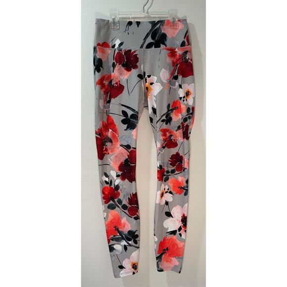 Fabletics Pants - Fabletics women’s gray floral leggings size Medium 8/10.   #40-1003